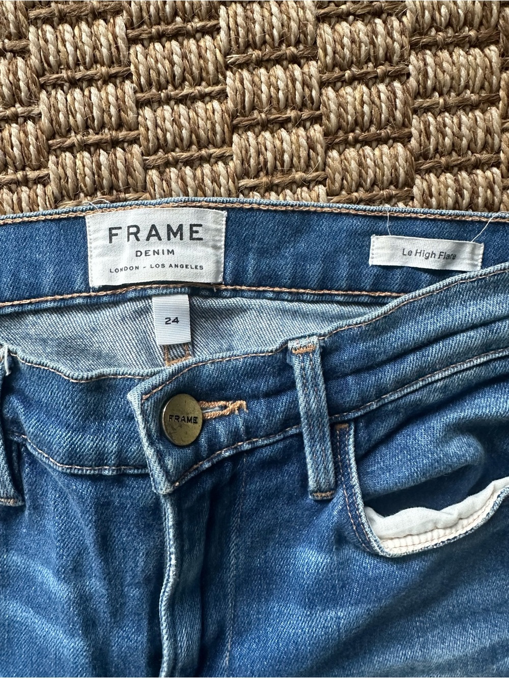Frame Denim Le High Flare Jeans in medium blue wash